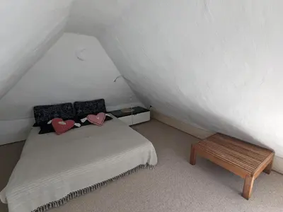 Ein Bett oder Betten in einem Zimmer der Unterkunft Weitblick