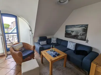 Ein Sitzbereich in der Unterkunft Nordstern