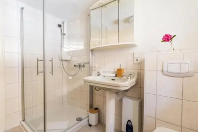 Ein Badezimmer in der Unterkunft Fischers Stübchen
