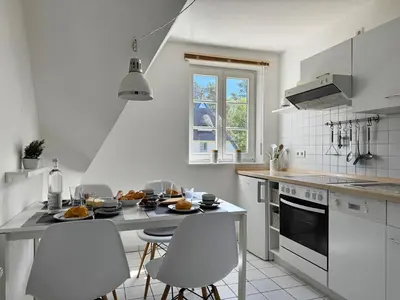 Küche/Küchenzeile in der Unterkunft Achtern Diek Haus 11 Wohnung 7 