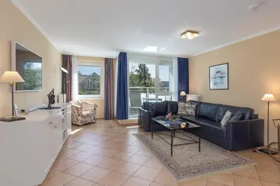 Ein Sitzbereich in der Unterkunft Apartment an der Seebrücke