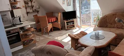 TV/Unterhaltungsangebot in der Unterkunft Haus Seeschwalbe Wohnung 6