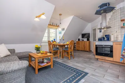 Küche/Küchenzeile in der Unterkunft Haus Seeschwalbe Wohnung 5