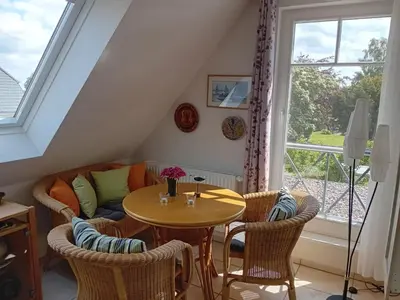 Ein Sitzbereich in der Unterkunft Ferienhaus Krull - Davids Ferienwohnung