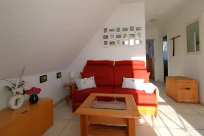 Ein Sitzbereich in der Unterkunft Ferienhaus Krull - Davids Ferienwohnung