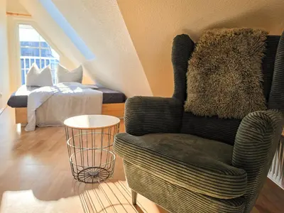 Ein Sitzbereich in der Unterkunft Sehnsuchtsort Zingst - strandnahe Ferienwohnung, Hund willkommen