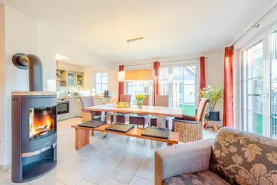Ein Sitzbereich in der Unterkunft Ferienhaus Meeresrauschen