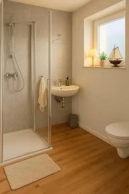 Ein Badezimmer in der Unterkunft Dat Fischerhuus Ankerplatz zwischen Bodden und Ostsee in 30 sek am Hafen
