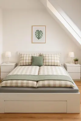 Ein Bett oder Betten in einem Zimmer der Unterkunft Dat Fischerhuus das Fischerstübchen zwischen Ostsee und Bodden 20sek zum Hafen