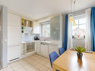 Küche/Küchenzeile in der Unterkunft Ferienwohnung Blau & Sand