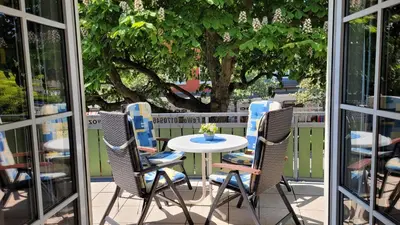 Ein Balkon oder eine Terrasse in der Unterkunft Ferienwohnung Hustadt