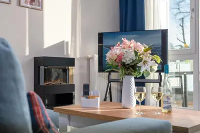 TV/Unterhaltungsangebot in der Unterkunft Luv & Lee BalticLoft - 150m zum Strand mit Sauna, Kamin, Balkon