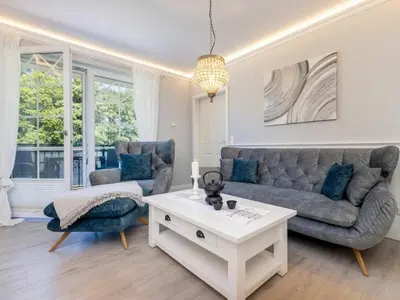 Ein Sitzbereich in der Unterkunft Villa Strandblick 6