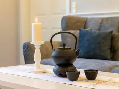 Ein Sitzbereich in der Unterkunft Villa Strandblick 6