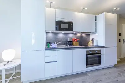 Küche/Küchenzeile in der Unterkunft Ferienapartment Großer Strandkorb zwischen Ostsee und Bodden