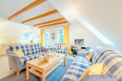 Ein Sitzbereich in der Unterkunft Haus Kranich 5, Fewo Nr 25