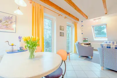Ein Sitzbereich in der Unterkunft Haus Kranich 5, Fewo Nr 25