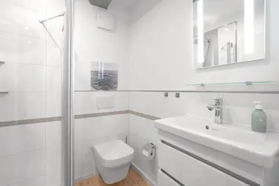 Ein Badezimmer in der Unterkunft Apartment Hafenflair