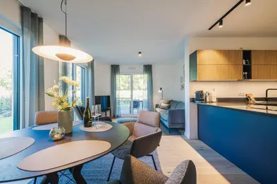Küche/Küchenzeile in der Unterkunft Strandvilla Zingst Appartement 01 EG