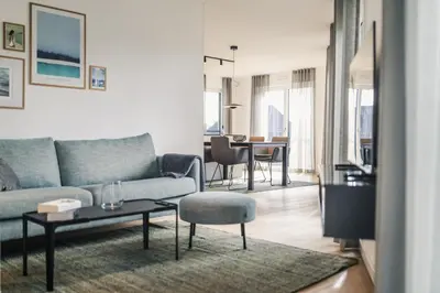 Ein Sitzbereich in der Unterkunft Strandvilla Zingst Appartement 10 1 OG