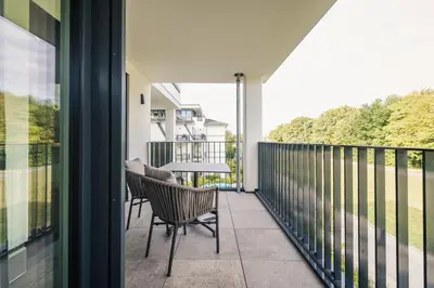 Ein Balkon oder eine Terrasse in der Unterkunft Strandvilla Zingst Appartement 12 2 OG