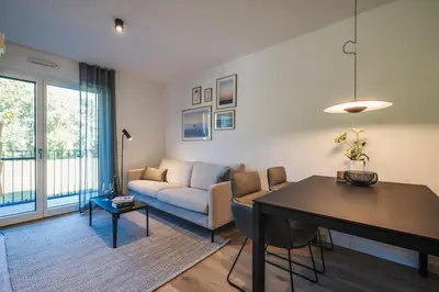 Ein Sitzbereich in der Unterkunft Strandvilla Zingst Appartement 07 1 OG