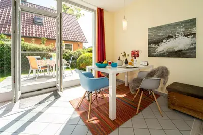 Ein Sitzbereich in der Unterkunft Morgensonne - Urlaub unter´m Gründach