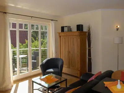 Ein Sitzbereich in der Unterkunft Burg Roland Wohnung 04