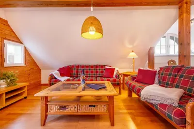Ein Sitzbereich in der Unterkunft Ferienwohnung Rosengarten
