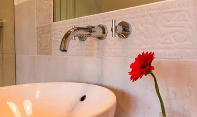 Ein Badezimmer in der Unterkunft Dat Fachwerkhus 02