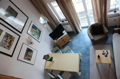 Ein Sitzbereich in der Unterkunft Ferienwohnung Döbbelin
