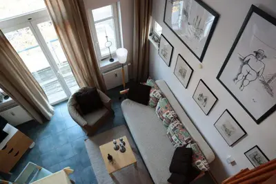 Ein Sitzbereich in der Unterkunft Ferienwohnung Döbbelin