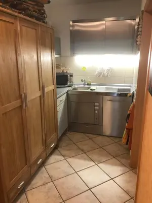 Küche/Küchenzeile in der Unterkunft Ferienwohnung Boddenzander