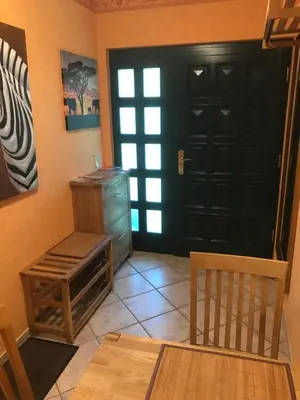 Ein Sitzbereich in der Unterkunft Ferienwohnung Boddenzander