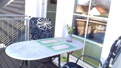 Ein Balkon oder eine Terrasse in der Unterkunft Ferienhaus Kaptein Meyer