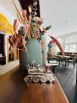 Ein Sitzbereich in der Unterkunft Ferienhotel Alter Bahnhof garni