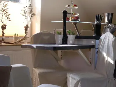 Ein Sitzbereich in der Unterkunft Maisonette zum Weststrand