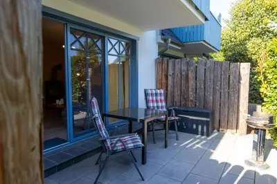 Ein Balkon oder eine Terrasse in der Unterkunft Ferienwohnung Meeresrauschen