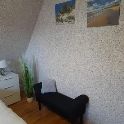 Ein Sitzbereich in der Unterkunft Ferienwohnung Greschke