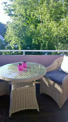 Ein Sitzbereich in der Unterkunft Ostsee Ferienappartements Dierhagen-Strand klein & fein