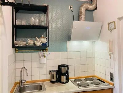 Küche/Küchenzeile in der Unterkunft Ostsee Ferienappartements Dierhagen-Strand klein & fein