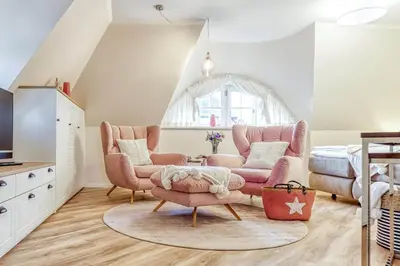 Ein Sitzbereich in der Unterkunft Ferienhaus Haubenlerche 27