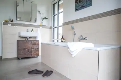 Ein Badezimmer in der Unterkunft Ferienhaus Haubenlerche 32