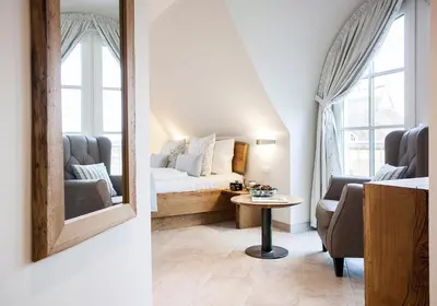 Ein Sitzbereich in der Unterkunft Ferienhaus Schilfrohrsaenger 18
