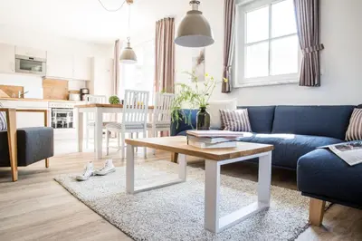 Küche/Küchenzeile in der Unterkunft Ferienwohnung Buhnen 2_4
