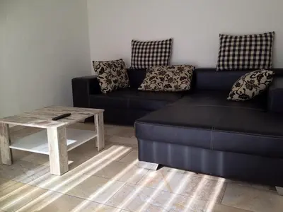 Ein Sitzbereich in der Unterkunft Haus auf der alten Düne