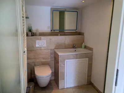 Ein Badezimmer in der Unterkunft Haus auf der alten Düne