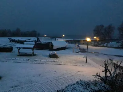 Ferienhaus am Saaler Bodden im Winter