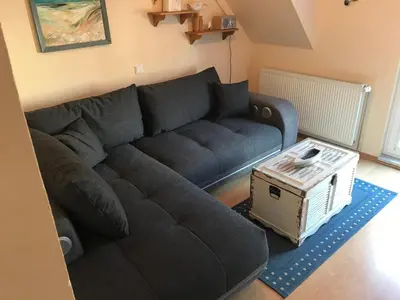 Ein Sitzbereich in der Unterkunft FeWo am alten Hafen - Zingst Ostseebad