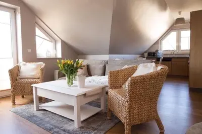 Ein Sitzbereich in der Unterkunft Ferienwohnung Sonnenblick